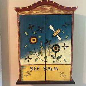 Bee Balm Handcrafted Wall Cabinet - Blue and Yellow